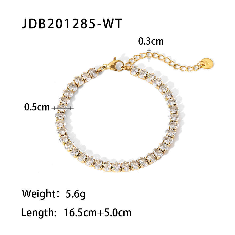 Ins Style High Quality Titanium Stainless Steel Bling Bracelsets For Women Prong Green Cubic Zirconiaices Out Crystal Tennis Bracelet Bangle Jewelry W
