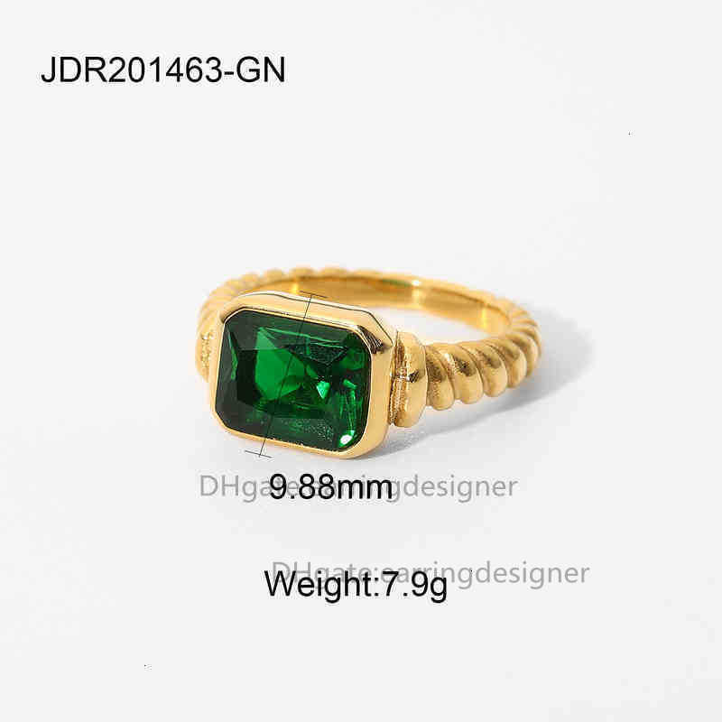 2022 Thin Ring Band Texture Engraved Small Square 3a Cubic Zirconia Stone Black White Green Red Gemstone zircon rings fashion ins trend niche design v