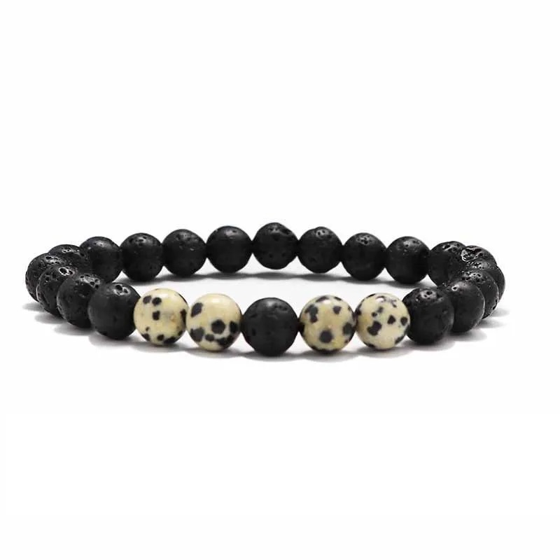 Black Lava Stone Beads Bracelet Natural Stone Rose Quartz Tiger's Eye turquoise Bracelet Stretch Jewelry For Women Men