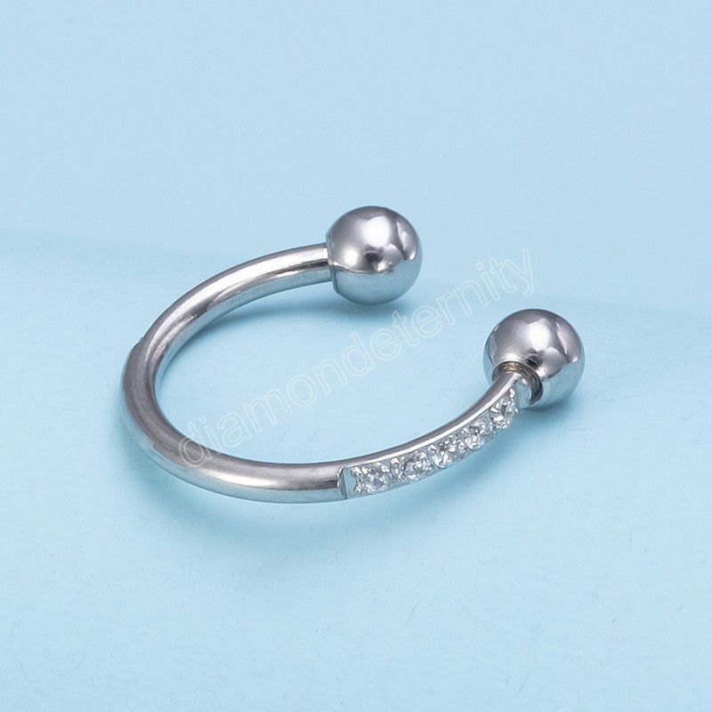 Zircon Hoop Nose Ring Septum Piercing Earrings Cartilage Tragus Helix Stud Circular Ear Horseshoe for Women Body Jewelry