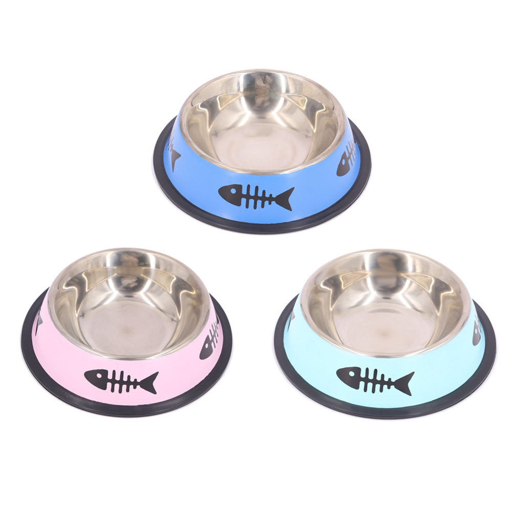 YUEXUAN 2Pcs Cat Bowls Non-Slip Stainless Steel Small Cat Food Bowls Unbreakable Thicken Cat Feeder Suitable for Indoor Small Pets Easily Clean Lovely