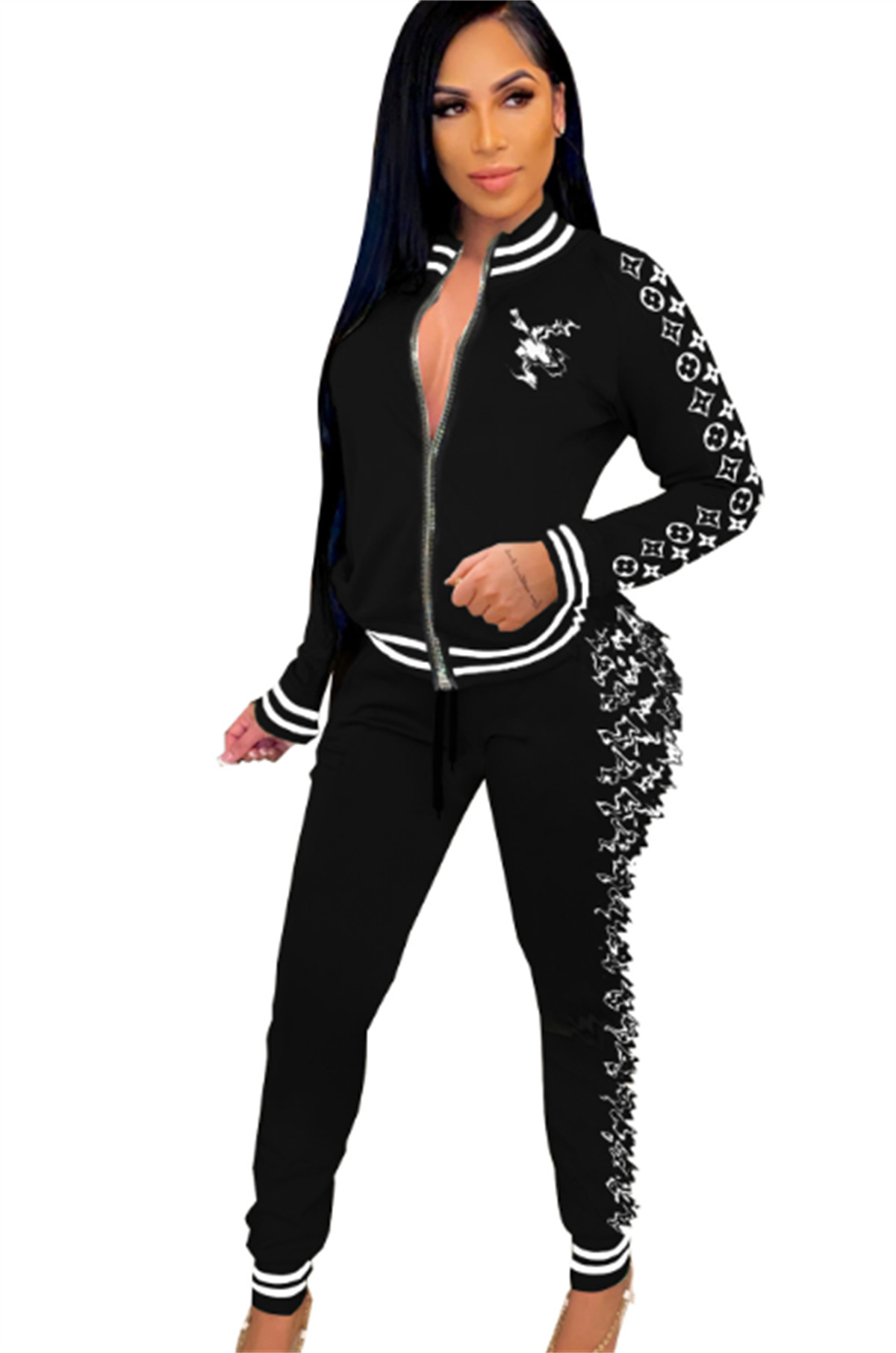 Fashion Women's Tracksuits Two Piece Set Sports suit Female Jacketsand Long Pants 2 PCS letter Printed Tracksuit Women Sports Clothing