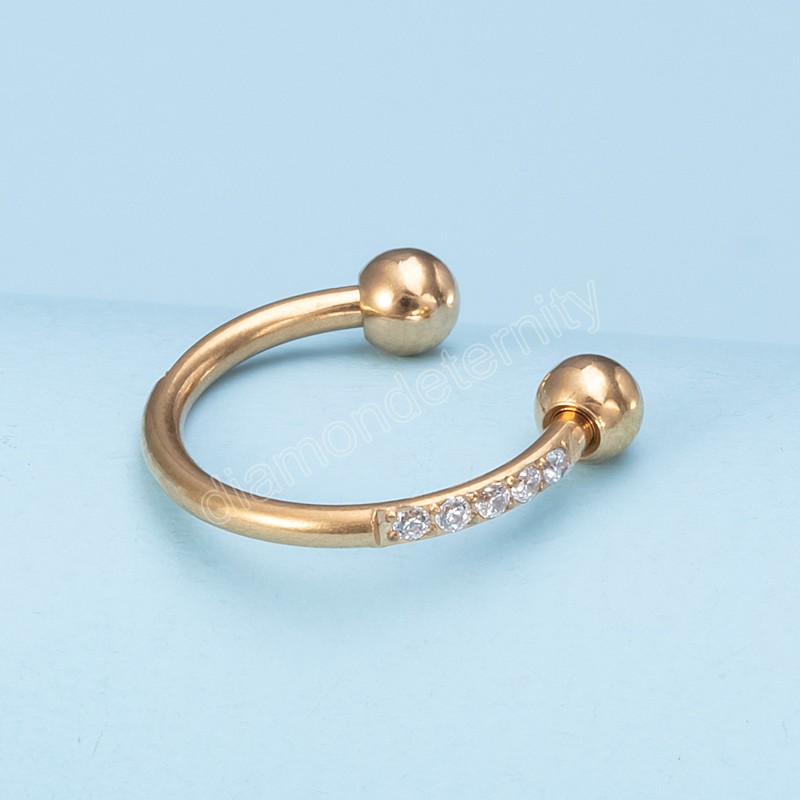 Zircon Hoop Nose Ring Septum Piercing Earrings Cartilage Tragus Helix Stud Circular Ear Horseshoe for Women Body Jewelry