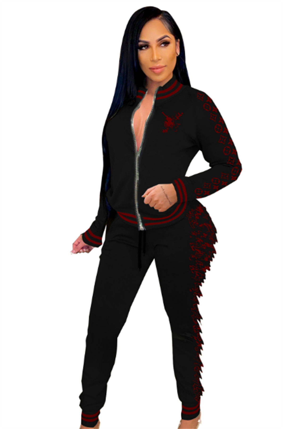 Fashion Women's Tracksuits Two Piece Set Sports suit Female Jacketsand Long Pants 2 PCS letter Printed Tracksuit Women Sports Clothing