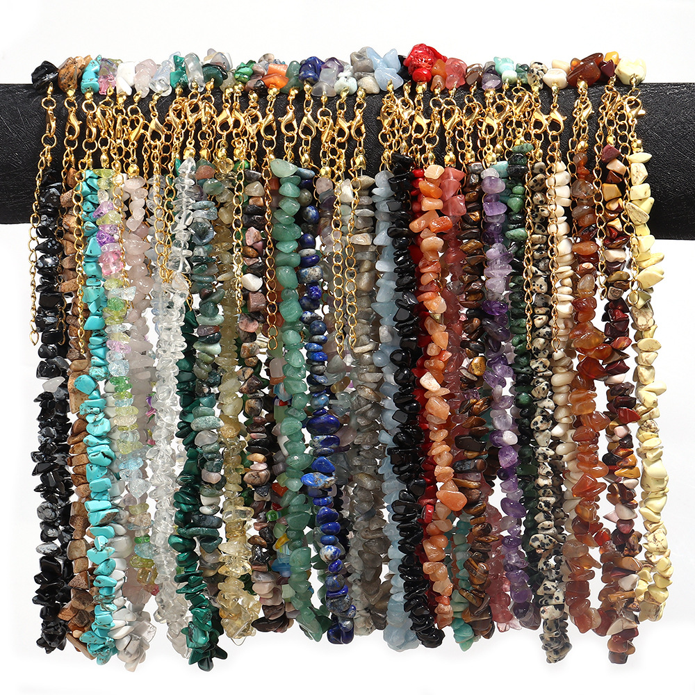 Natural Chip Stone Beads Necklaces For Women Lobster Clasp Buckle Chain Amethyst fluorite Choker Necklace Fashion Jewelry