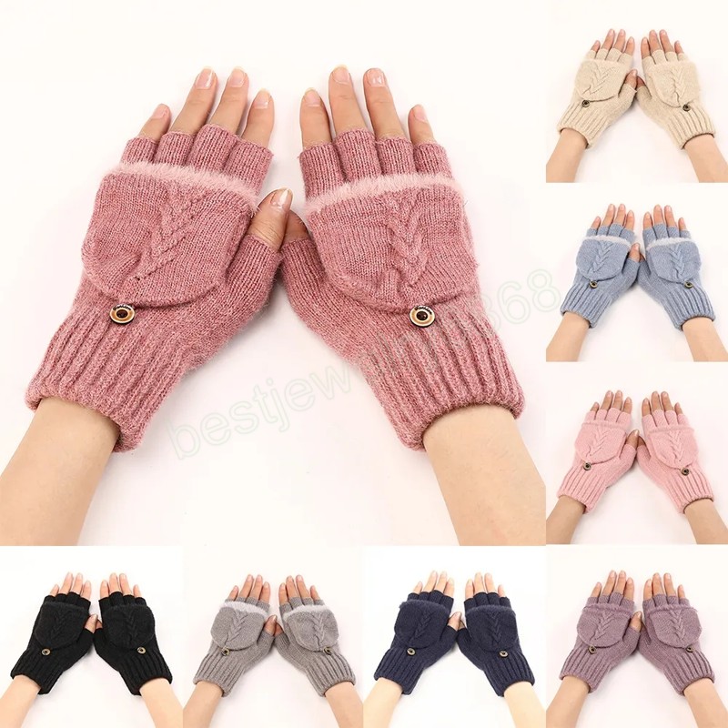 Long Fingerless Gloves Winter Mittens Hasp Knitted Half Finger Gloves Warm woolen Unisex Workout Gloves Hand Warmer