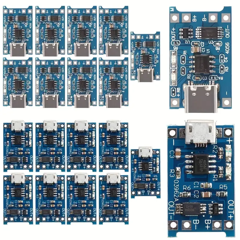 Type-c/Micro/Mini USB 5V 1A 18650 TP4056 Lithium Battery Charger Module Charging Board With Protection Dual Functions 1A Li-ion