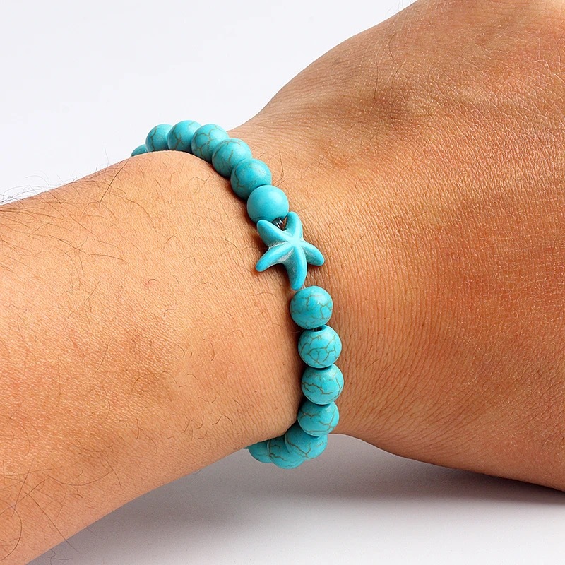 Turquoises Beads Bracelets for Women Reiki Nature Stone Cube Cylinder Irregular Bracelets Healing Healthcare Jewelry