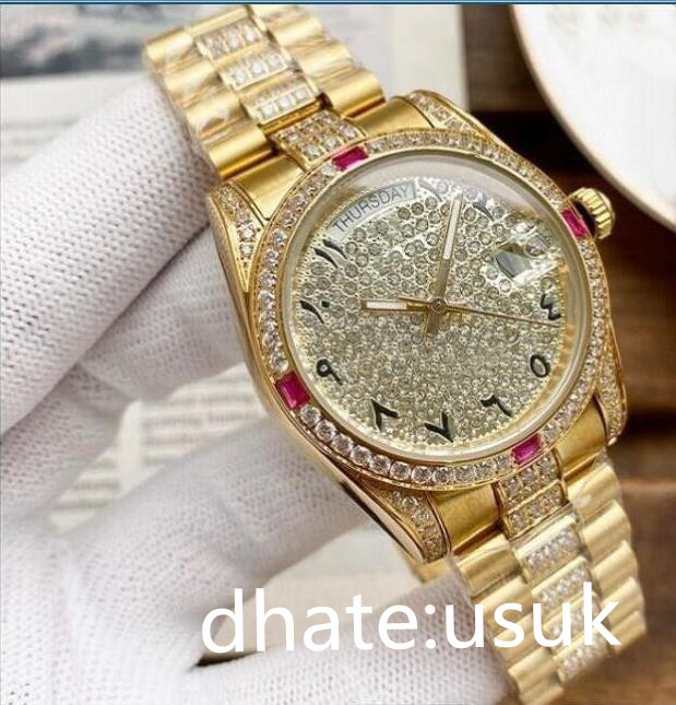 Unisex Luxury Designer Classic Mens Ladies Automatic Watch inlaid With Colored Diamond Arabic Dial 36mm Sapphire Ladies' Favorite Christmas Gift Waterproof Watchs