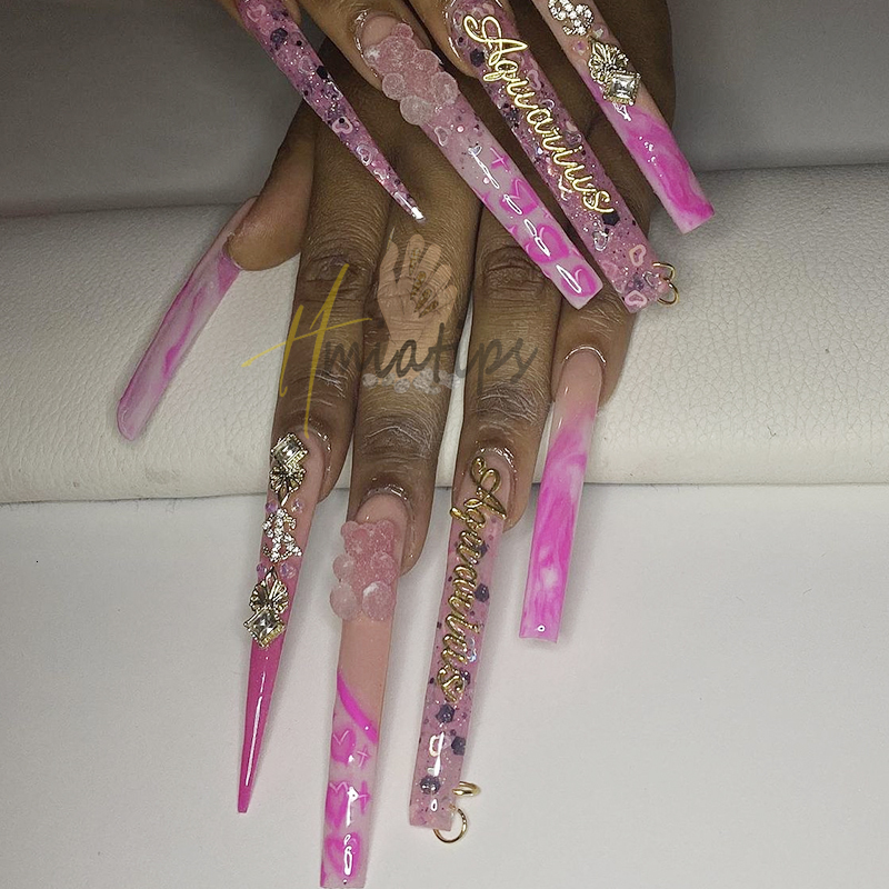 False Nails 500pcs 5XL Long Stiletto Acrylic Nail Tips Half Cover UV Gel DIY Polish Art Tool with Scale Artificial Mold 230909