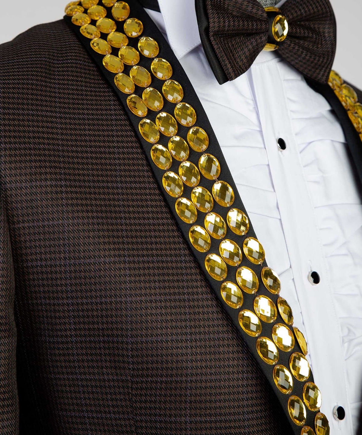 Mens Wedding Tuxedos Golden Crystal Beading Gorgeous Tailored Beading Shawl Lapel Jacket 2 Pieces Male Costume Coat