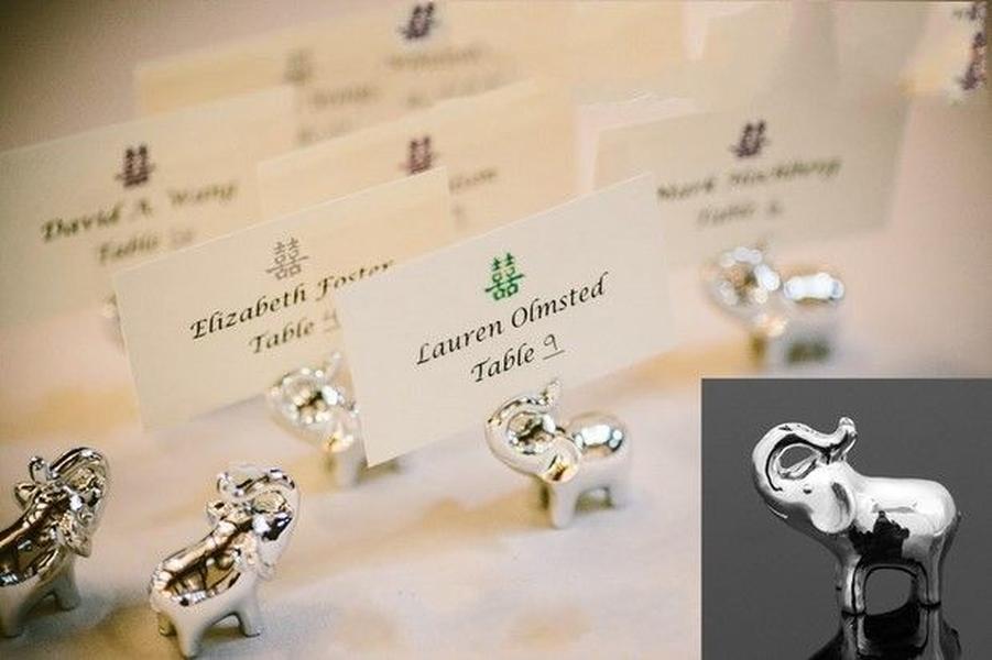 Lucky in Love SilverFinish Lucky Elephant Place CardPhoto Holder with Blank card ZZ