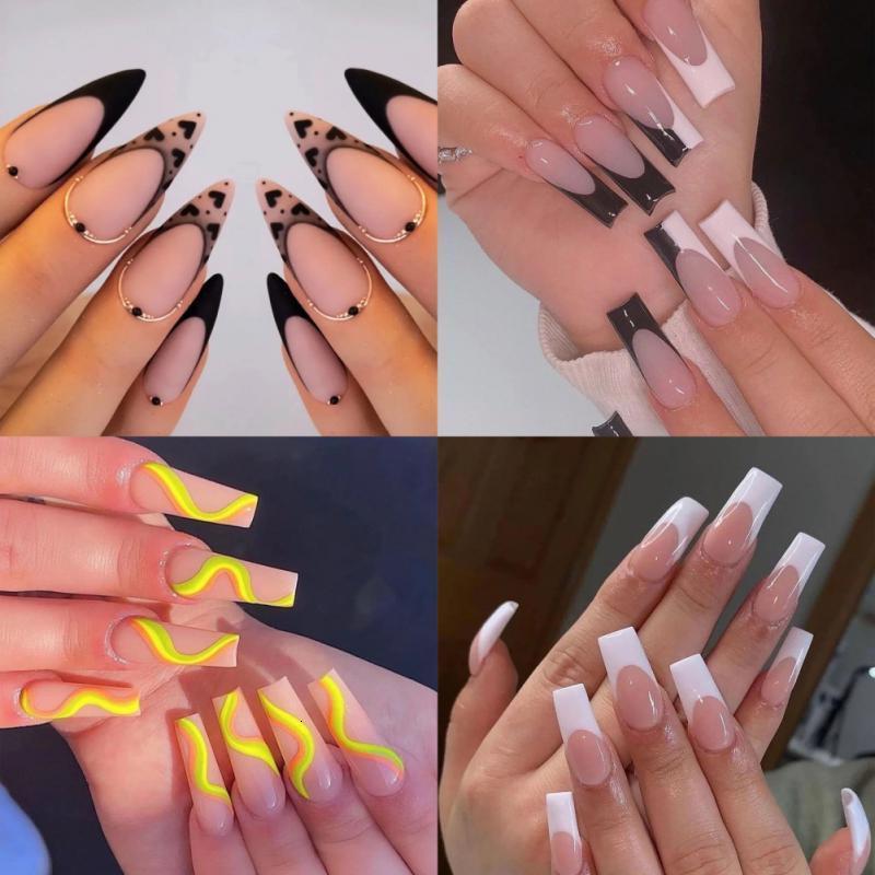 False Nails 550pc Nail Tips Full Cover Colored Ballets Acrylic Transparent Capsules French Ultrathin Manicure 230909