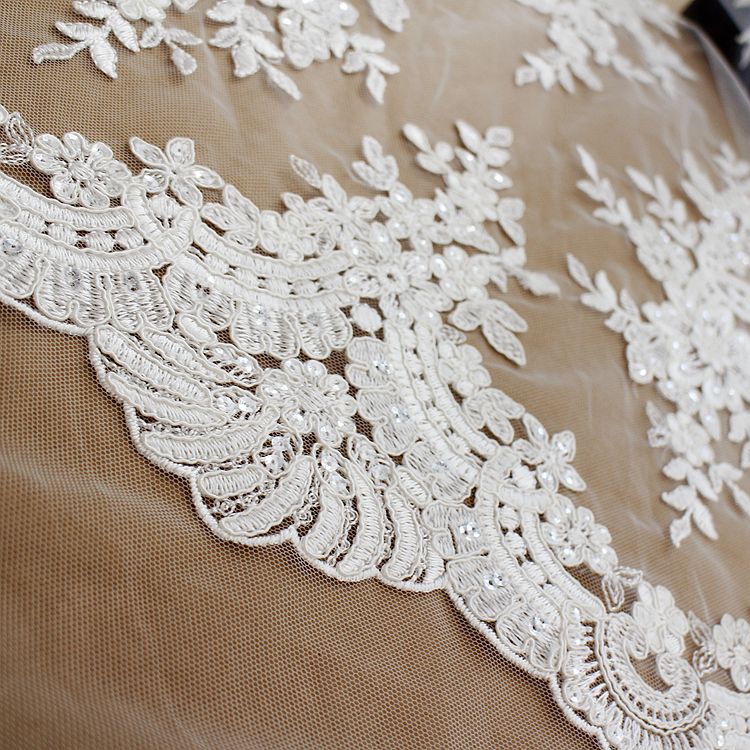 Ribbon Lace Fabric Embroidered Mesh White Handmade Trimmings For Veil Skirt Sewing Material Accessories 10CM Width ZZ