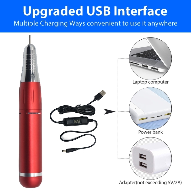 Nail Manicure Set 35000RPM Electric Machine USB Drill For Acrylic Gel Polish Professional Efile Milling Files Salon Tool 230909