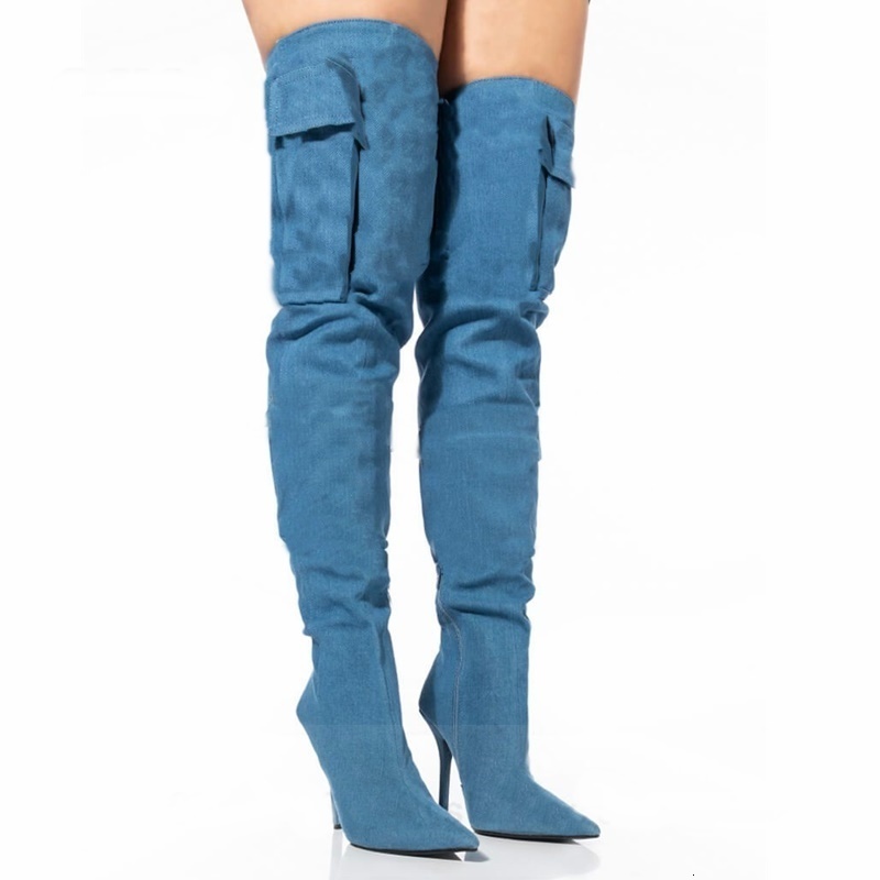 Boots printed camouflage boots over the knee high thin heels shoe's long casual pointed toe motorcycle woman dh2334238