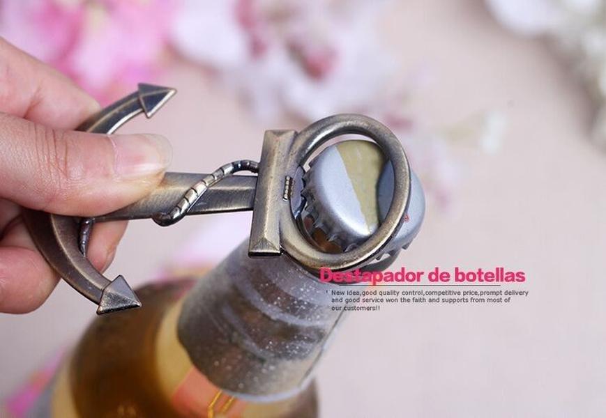 Wedding Favors Gift Silver Nautical Themed Party Boat Anchor Beer Bottle Opener with Blue Tassel Party Decoration Supplies ZZ