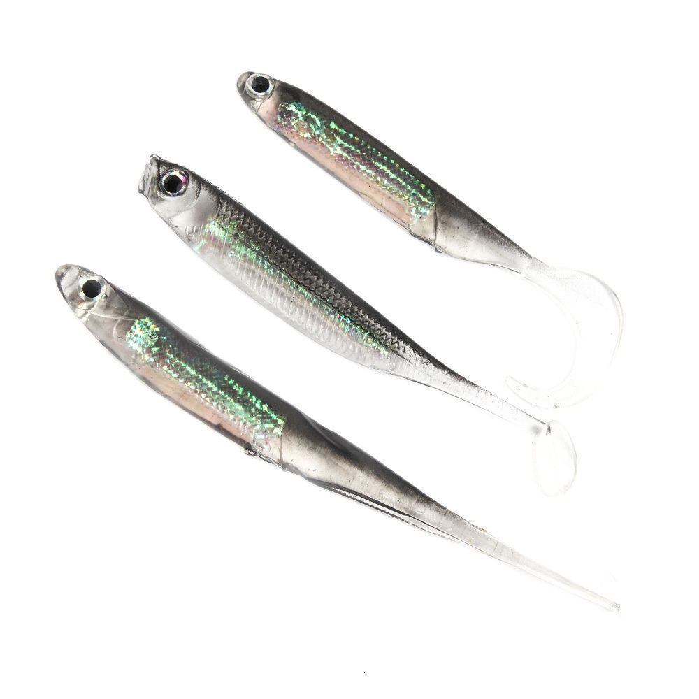 Baits Lures 5Pcslot Fishing Soft Bait 7CM 75CM 17G 23G 27G T Tail fish Rainbow Color Sequin Swing Spinner 230911