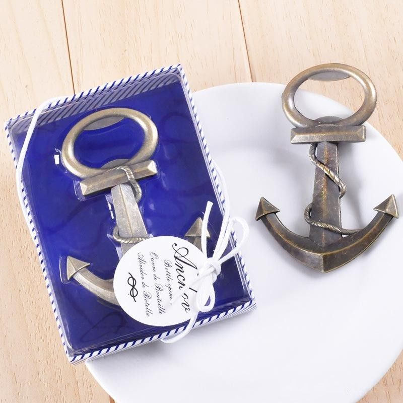 Wedding Favors Gift Silver Nautical Themed Party Boat Anchor Beer Bottle Opener with Blue Tassel Party Decoration Supplies ZZ