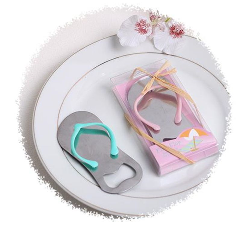 Creative Beach FlipFlop Shoes Shape Openers Beer Bottle Opener With Gift Box Wedding Favor Gifts RH1579 ZZ