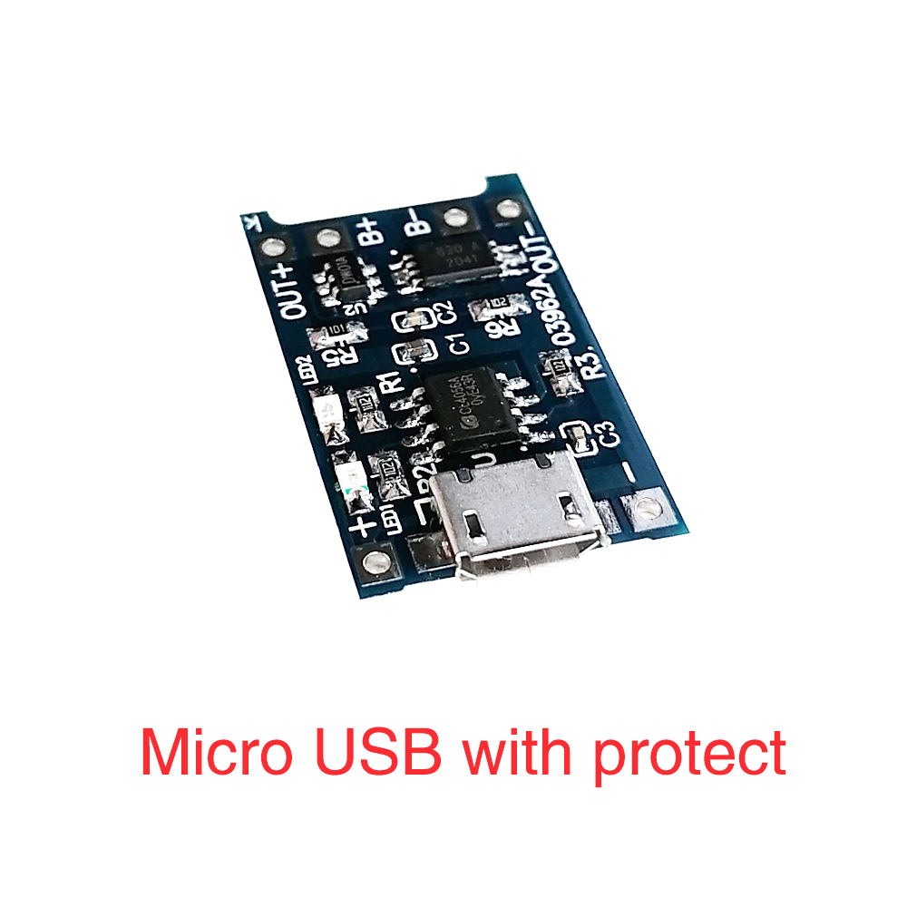 Type-c/Micro/Mini USB 5V 1A 18650 TP4056 Lithium Battery Charger Module Charging Board With Protection Dual Functions 1A Li-ion