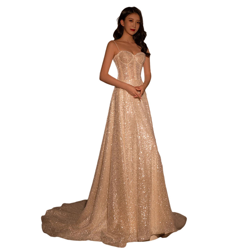 2023 Plus Size A Line Dresses Strap Shiny Bling Appliques Lace Wedding Illusion Long Train Boho Bridal Dress Vestido Noiva Beaded Court Princess Gowns