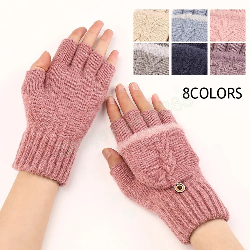 Long Fingerless Gloves Winter Mittens Hasp Knitted Half Finger Gloves Warm woolen Unisex Workout Gloves Hand Warmer