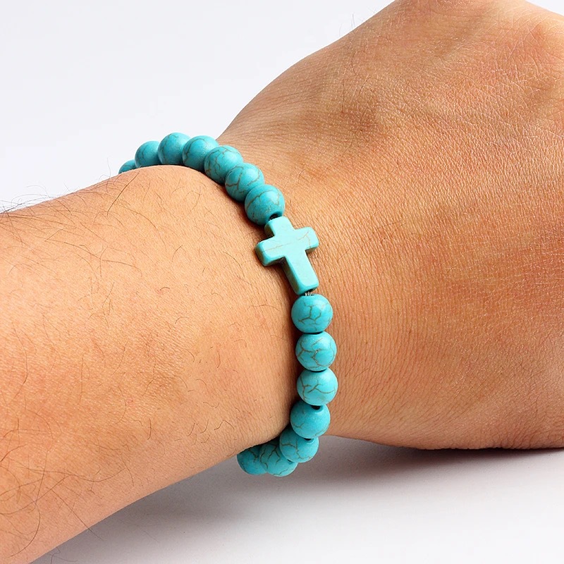 Turquoises Beads Bracelets for Women Reiki Nature Stone Cube Cylinder Irregular Bracelets Healing Healthcare Jewelry