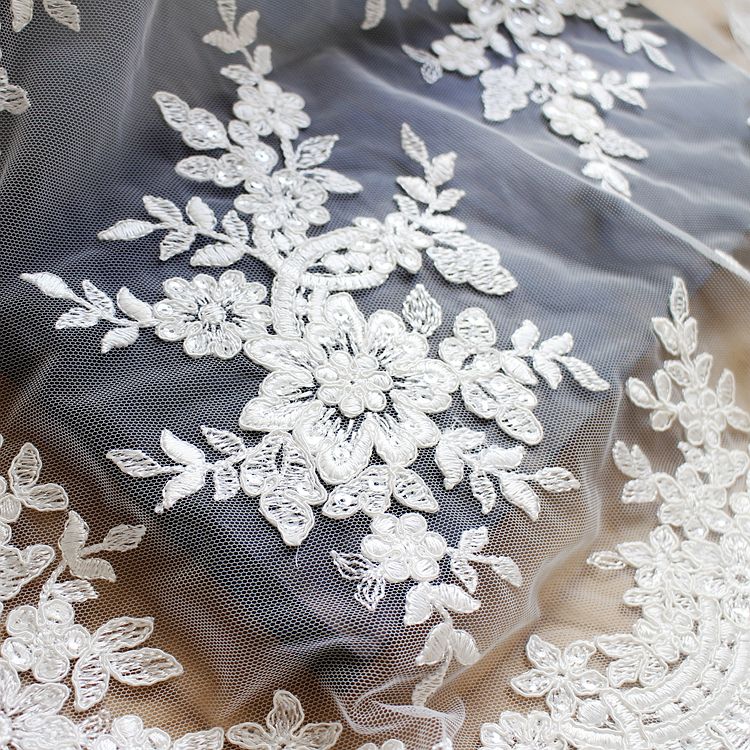 Ribbon Lace Fabric Embroidered Mesh White Handmade Trimmings For Veil Skirt Sewing Material Accessories 10CM Width ZZ