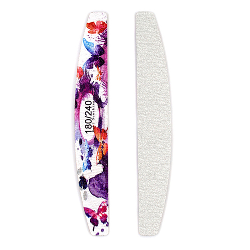 Nail Files 50PcsLot 100120180240 Butterfly Alphabet Sanding Buffer Nails Professionel Wooden Half Moon Sandpaper File Block Polish 230909