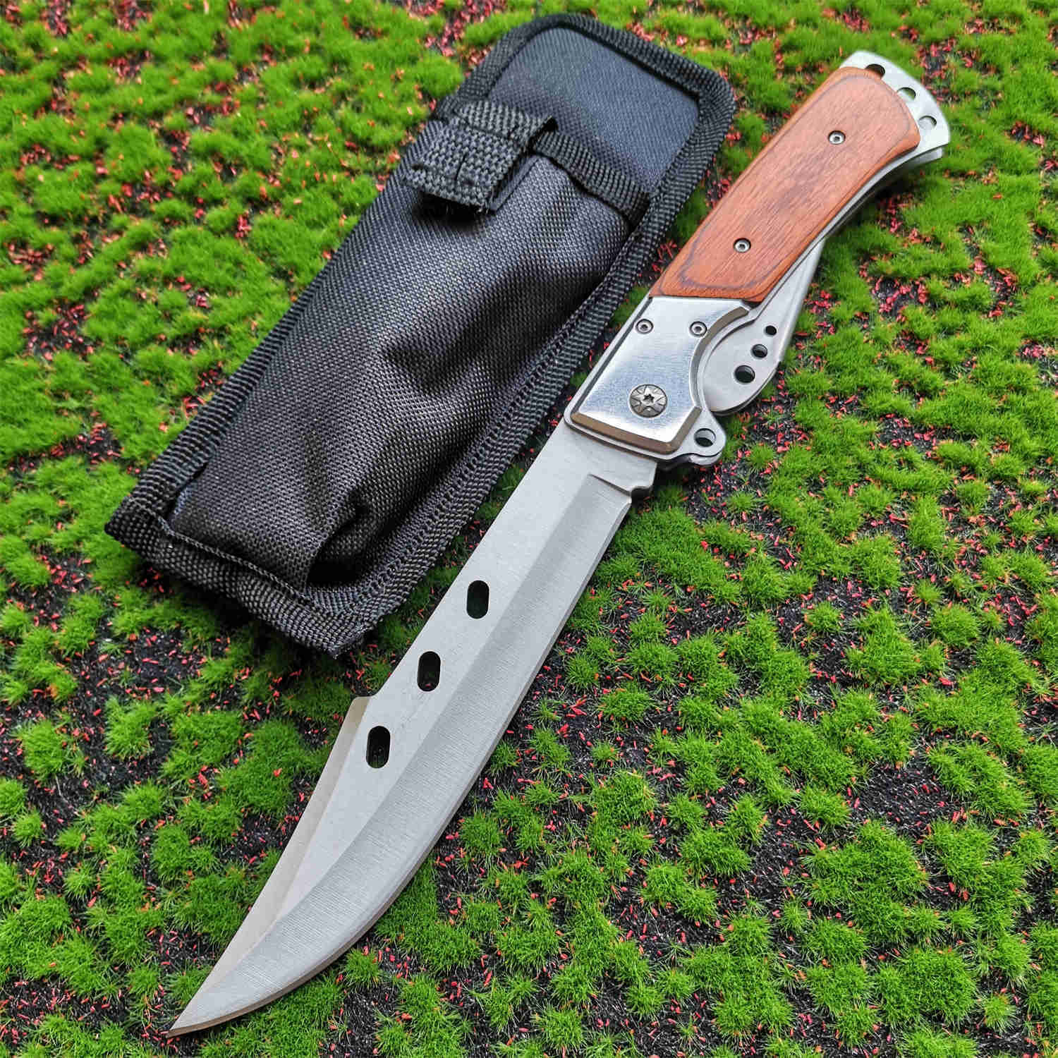 Folding Pocket Knife Wood Handle 8CR15MOV Blade Tactical Knives EDC Outdoor Tool Self Defense Jungle Wild Cutter