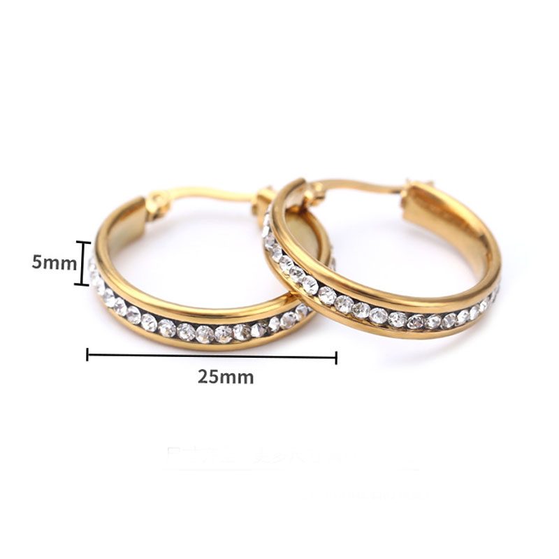 Elegant 18K Real White Gold Crystal Hoop Earrings for Women Rose Gold Plated Austrian Crystal Circle Earrings Popular Quality Width Hoop Clip-on Earri