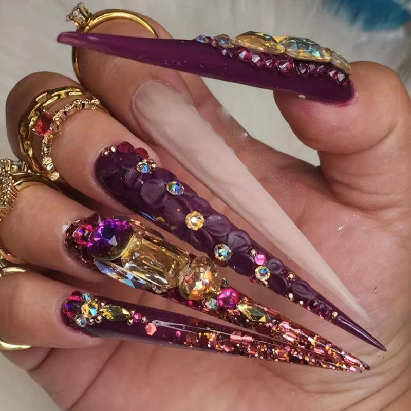 False Nails 500pcs 5XL Long Stiletto Acrylic Nail Tips Half Cover UV Gel DIY Polish Art Tool with Scale Artificial Mold 230909