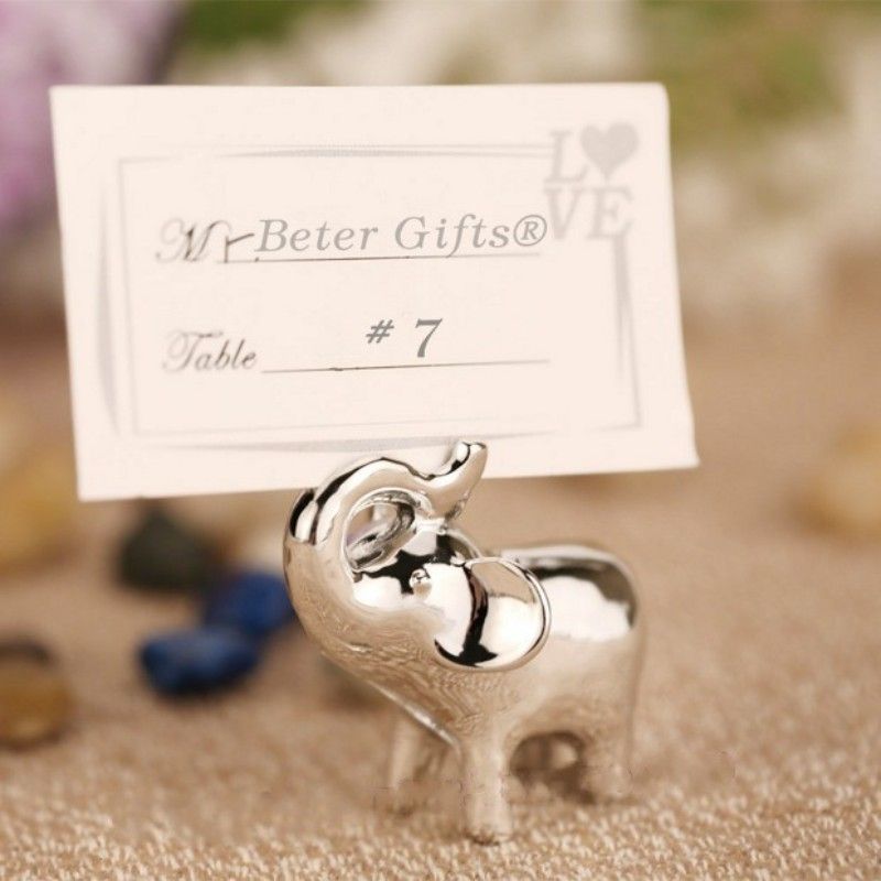 Lucky in Love SilverFinish Lucky Elephant Place CardPhoto Holder with Blank card ZZ