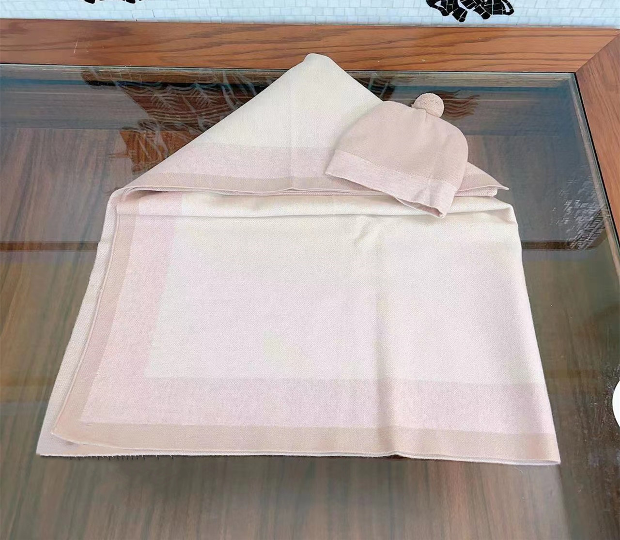 2023 new 2 colors Born Baby blanket Boy girls Soft 100% cotton Kids Girls Infant tops Winter Blanket kids Knitting scarf hat