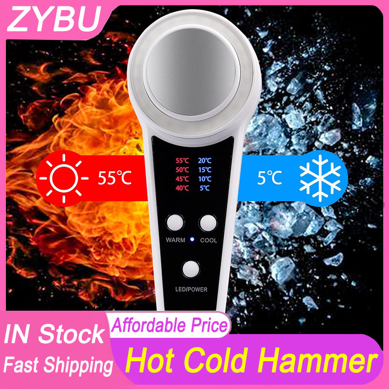 Hot Cold Hammer Beauty Machine Home Use Mini Body Face Massager Cryo Treatment Led Light Photon Therapy Skin Lifting Face Skin Rejuvenation Anti Aging