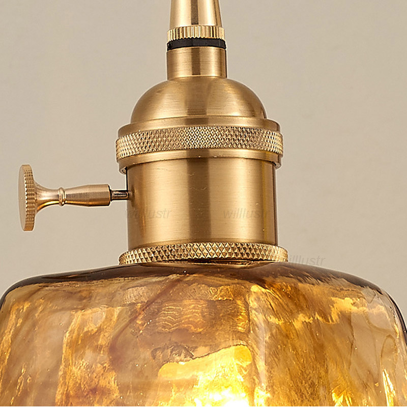 Retro Amber Glass Wall Lamp Vintage Walnut Wood Sconce Hotel Cafe Bar Living Dining Bedroom Bistro Rotating Folding Rocker Light