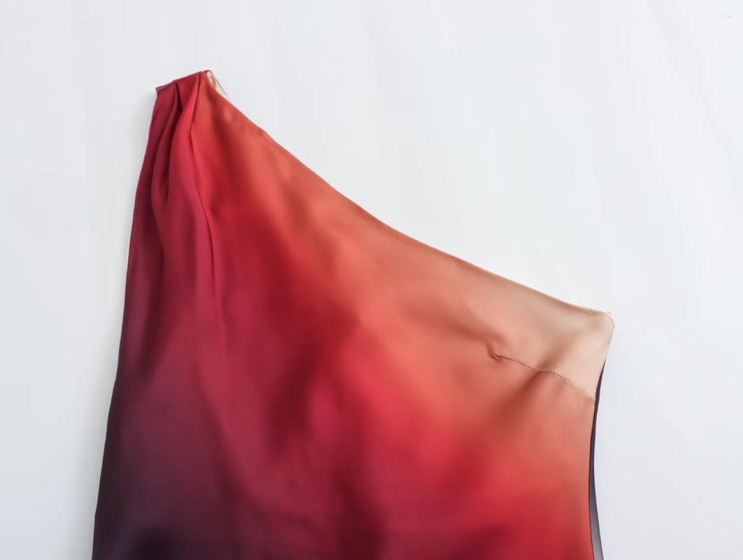 Casual Dresses 2023 Asymmetric Dress Women Satin Tie Dye Midi For Summer Off Shoulder Chic And Elegant Woman Party