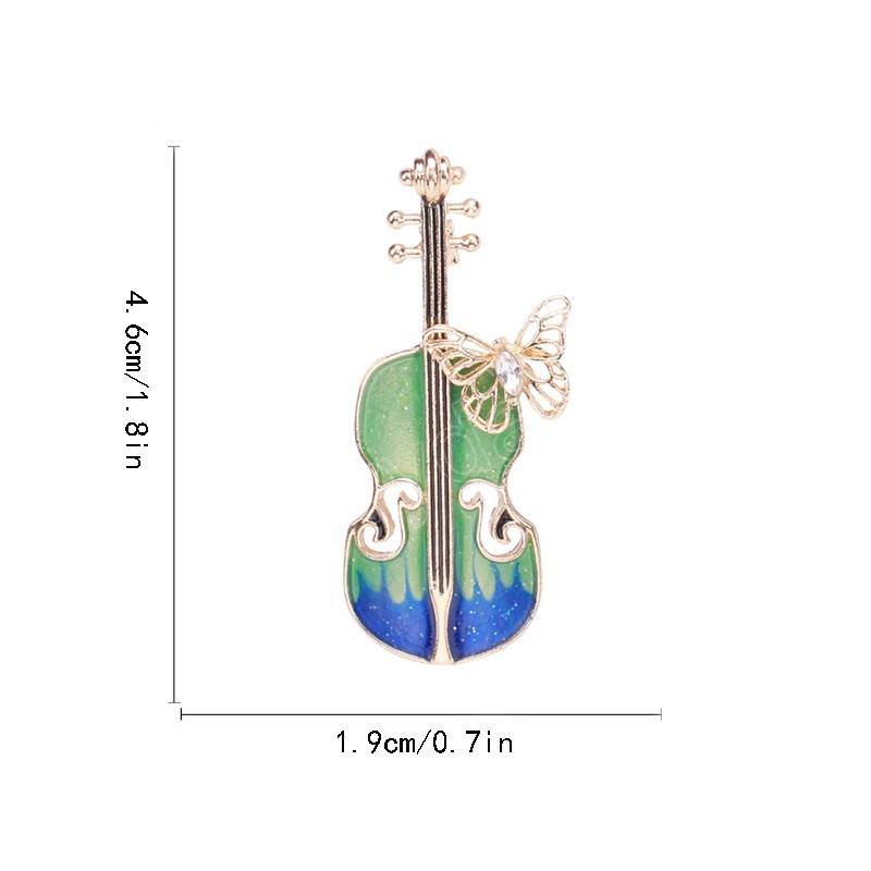 Ladies Elegant Violin Brooch For Women Musical Rhinestone Butterfly Suit Lapel Pins Coat Dress Party Jewelry Gifts