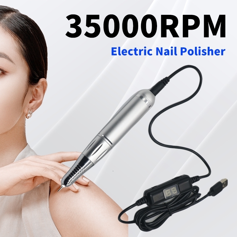 Nail Manicure Set 35000RPM Electric Machine USB Drill For Acrylic Gel Polish Professional Efile Milling Files Salon Tool 230909
