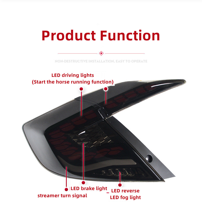 Full LED Taillight for Honda G10 Civic Taillight Assembly LED Dragon Scale Running Light Tail Turn Brake Reversing Light