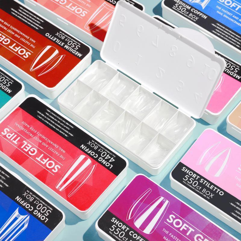 False Nails 550pc Nail Tips Full Cover Colored Ballets Acrylic Transparent Capsules French Ultrathin Manicure 230909