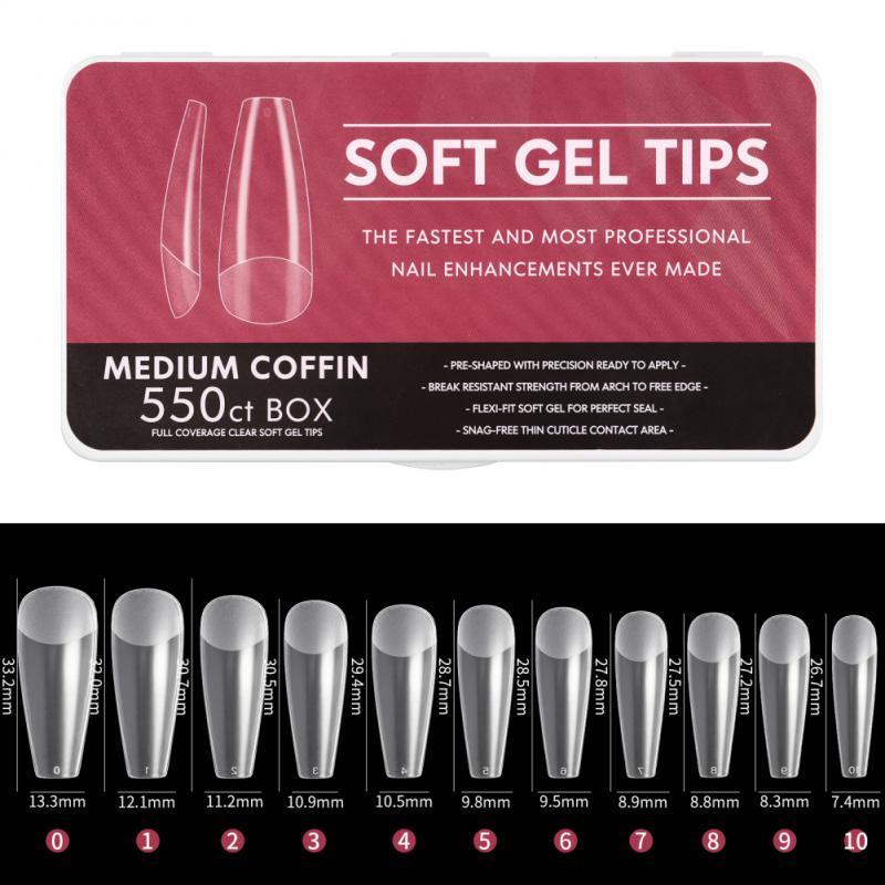 False Nails 550pc Nail Tips Full Cover Colored Ballets Acrylic Transparent Capsules French Ultrathin Manicure 230909