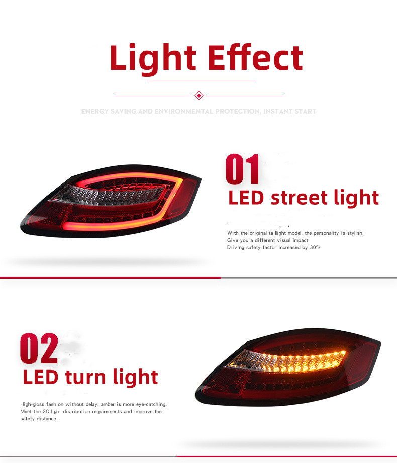 Car Taillights For Porsche Caman 987.1 2004-2011 Taillight Assembly Cayman Modified LED Tail Light Boxster Styling