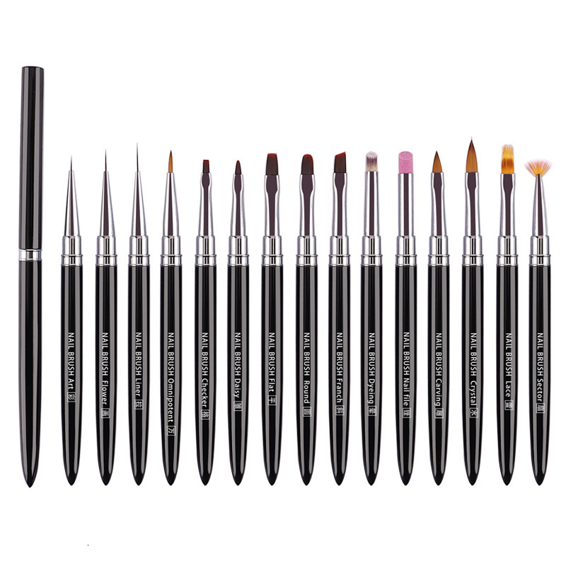 Nail Brushes 1Pc Black Art Paint Professional Potherapy Nails Pen Accessories Decoration Draw Smudge Carve Manicure Tool 230909