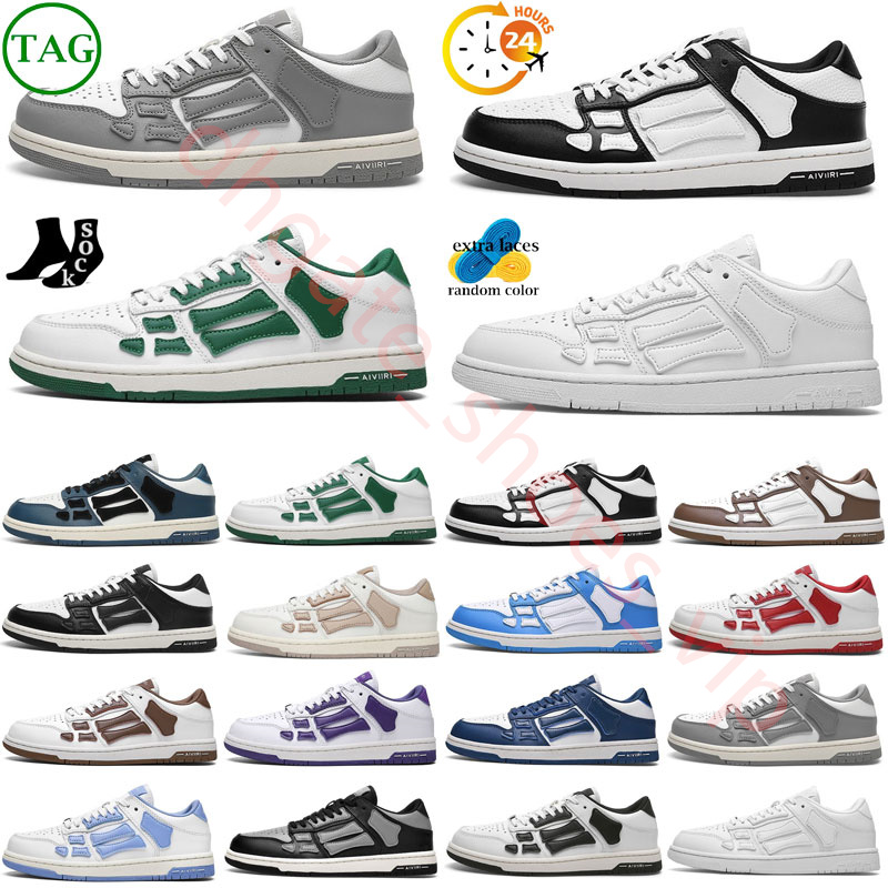 running Designer Skel Top Low Men Women Shoes Bones Hi Leather Sneakers Luxury star Skeleton Blue Red White Black Green Gray Pink couple casual Mens Womens shoes