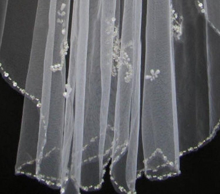 Bling Wedding Veils with Crystal for Bride two layers High Quality Soft Tulle Bridal Veil with Crystals Short Layered Bridal Vail Cheap ZZ