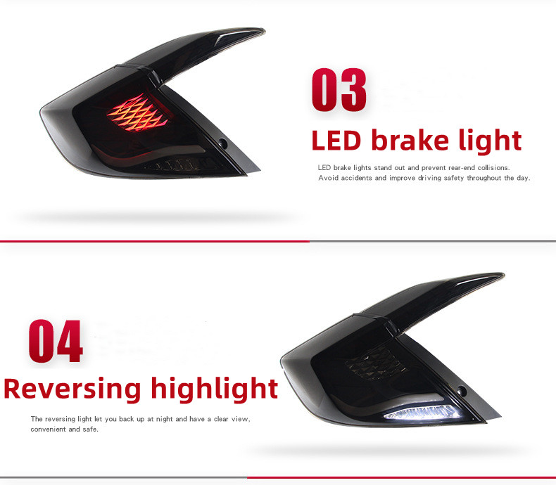 Full LED Taillight for Honda G10 Civic Taillight Assembly LED Dragon Scale Running Light Tail Turn Brake Reversing Light