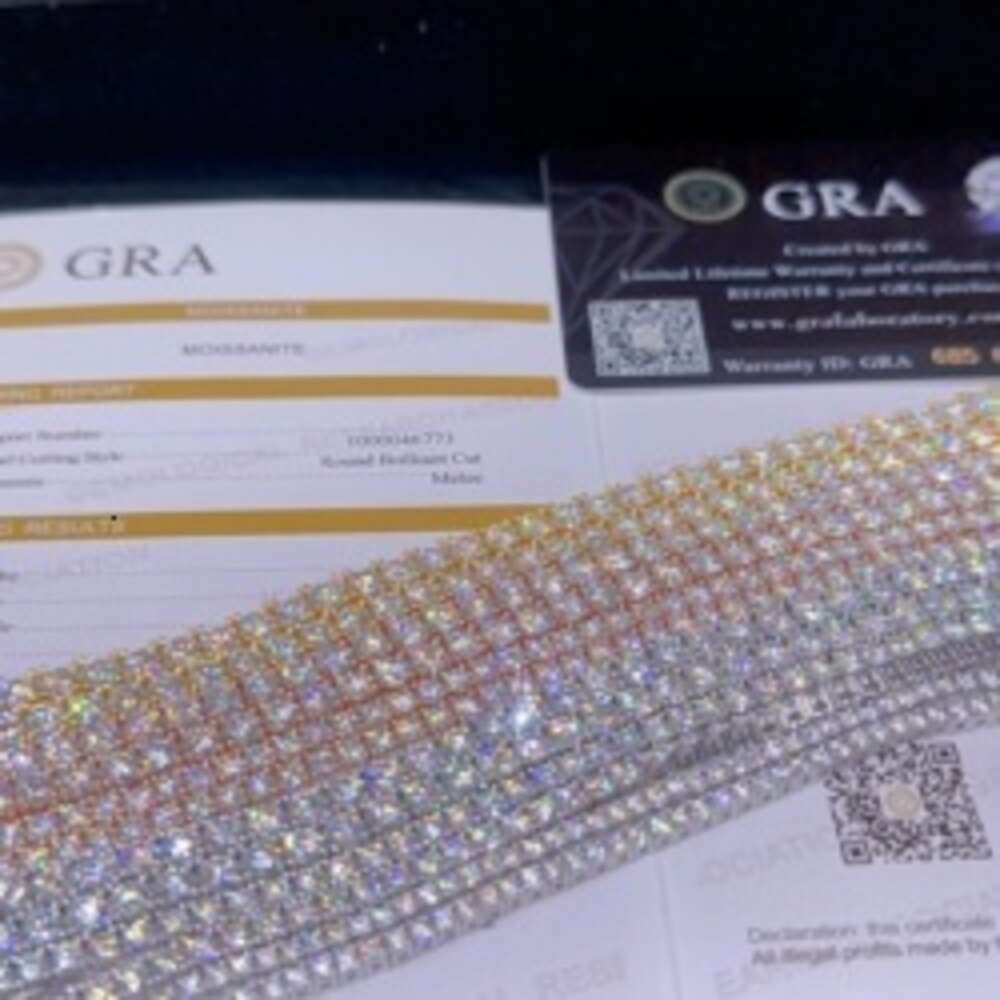 Necklace Tennis Chain moissanite chain Diamond Hip Pop Chain Necklace 4mm Round Brilliant Cut Vvs1 Moissanite Diamond Luxury Tennis Chain