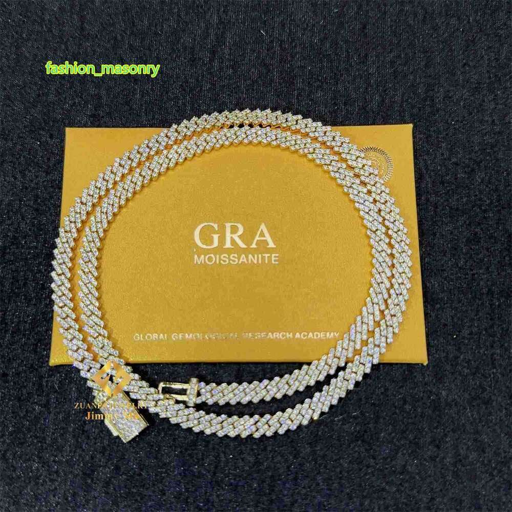 5mm Width One Row Iced Out Man Jewelry Gra Certificates Pass Diamond Tester Vvs1 Moissanite Cuban Link Chain Necklace